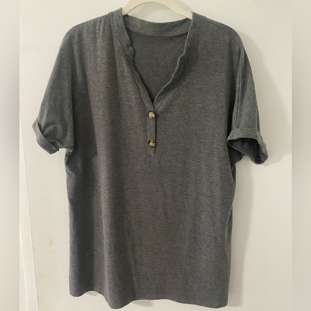 Women’s Gray Casual Short Sleeve Top